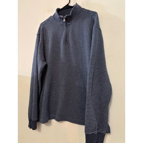Rodd & Gunn Pullover Knit Sweater Mens XL Blue Striped Long Sleeve 1/4 Zip - Picture 9 of 9